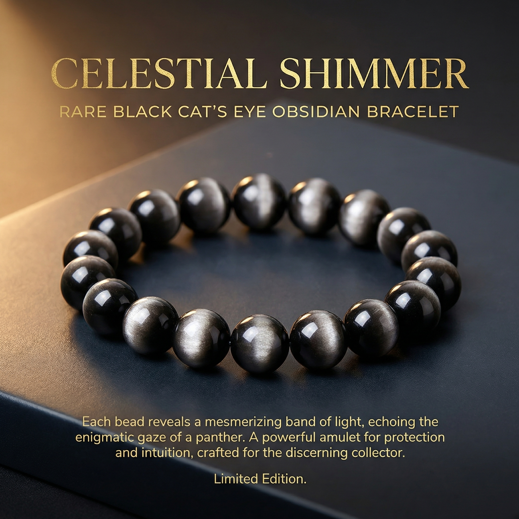 Lunar Gaze Obsidian Bracelet