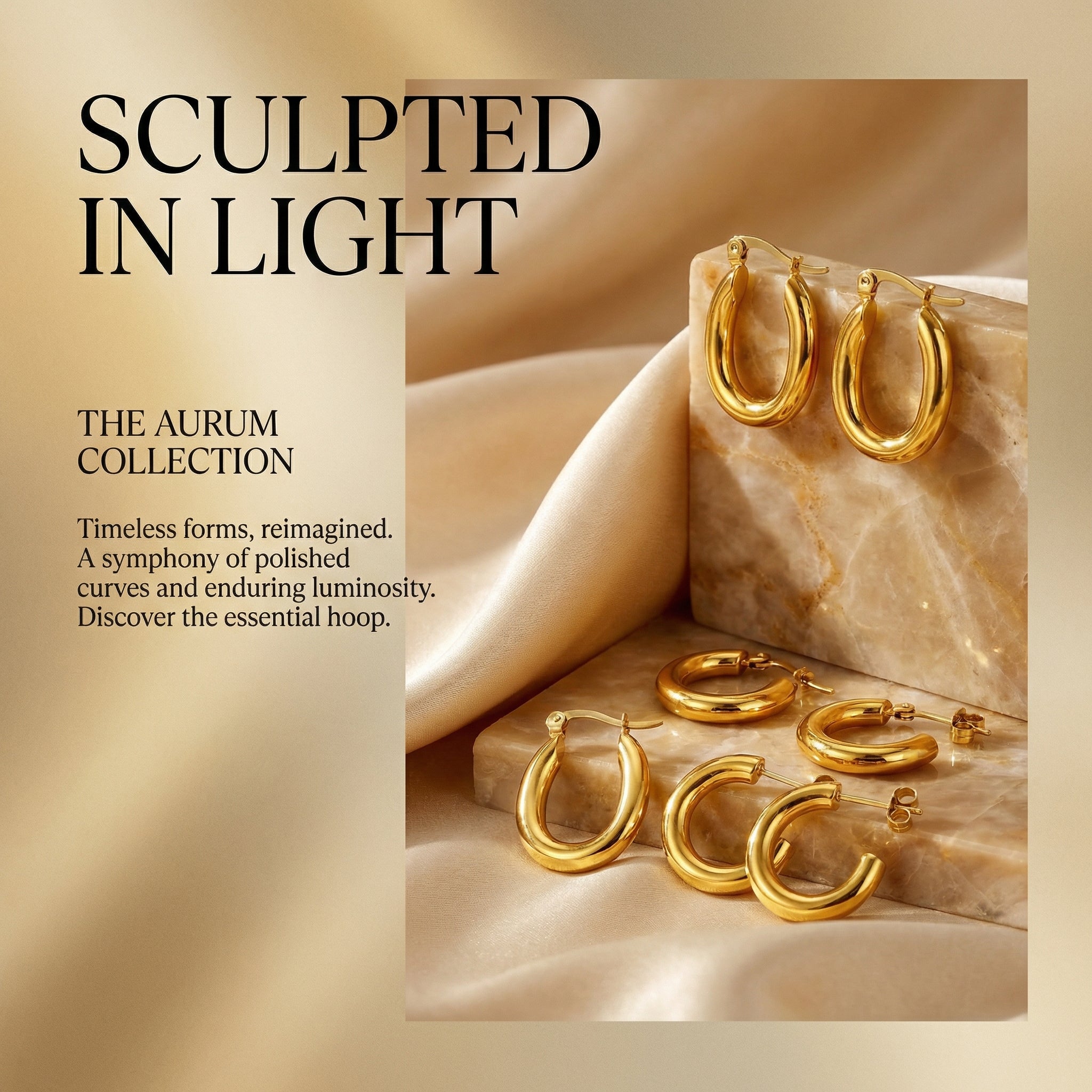 Sculpted Gold C-Hoops