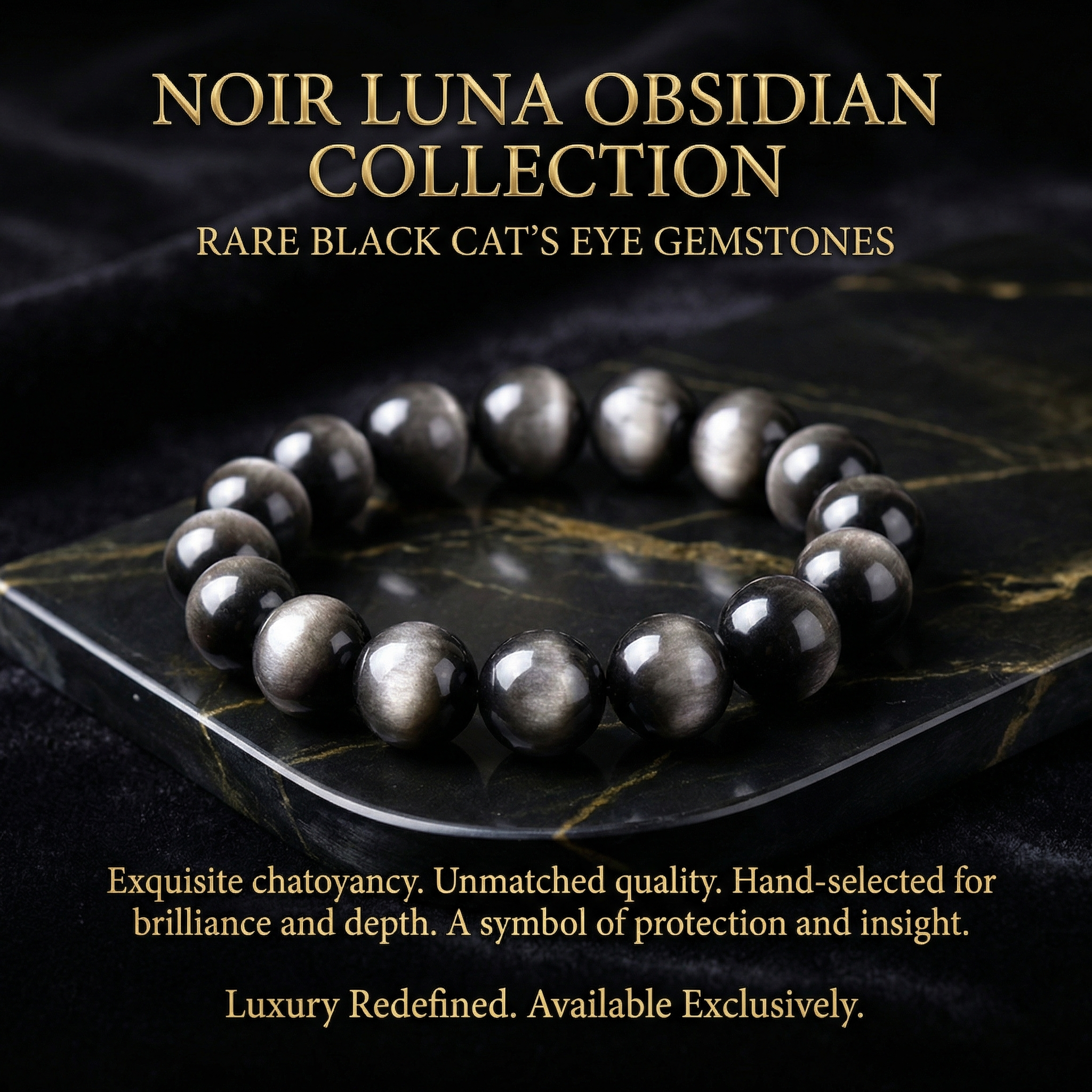 Lunar Gaze Obsidian Bracelet